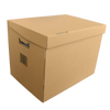 Kép 1/3 - Archiváló konténer karton doboz fedeles 42x31x32cm, felfelé nyíló tetővel (kívül záródó) Bluering® barna