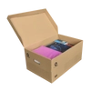 Kép 4/4 - Archiváló konténer karton doboz fedeles 54x36x25cm, felfelé nyíló tetővel Bluering® barna