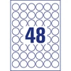 Kép 3/4 - Etikett címke, O30mm, időjárásálló poliészter, 48 címke/ív, 20 ív/doboz, Avery fehér