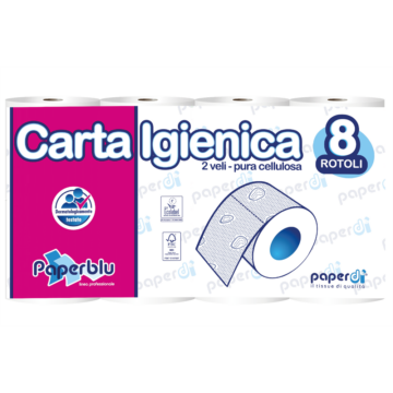 Toalettpapír 2 rétegű kistekercses 150 lap/tekercs 8 tekercs/csomag Paperblu Carta Igienica_Paperdi