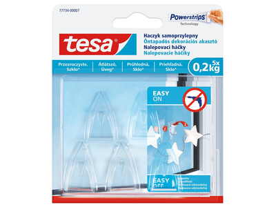 Akasztó öntapadós műanyag  0,2 kg teherbírású 5 darab/bliszter Tesa Powerstrips átlátszó