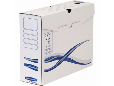 Archiváló doboz A4+, 100mm, Fellowes® Bankers Box Basic, 10 db/csomag, kék-fehér