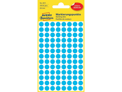 Etikett címke, o8mm, jelölésre, 104 címke/ív, 4 ív/doboz, Avery kék