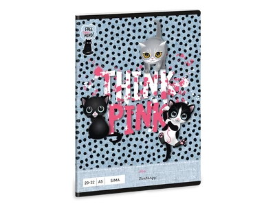 Füzet iskolai A5, 32lap, sima 20-32 Ars Una THINK-PINK (5285) 23 10db/csomag