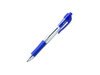 Golyóstoll 0,7mm, nyomógombos, gumírozott fogórész, kék átlátszó test, Bluering® R2, írásszín kék