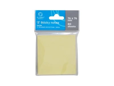 Jegyzettömb öntapadó, 76x76mm, 80lap, `Z` Bluering® , sárga