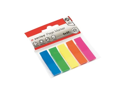 Jelölőcímke 12x44mm, 5x25lap műanyag A-series kék zöld sárga rózsaszín narancssárga