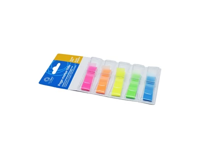 Jelölőcímke 12x45mm, 5x25lap, műanyag 5szín/bliszter, kemény tokos adagolóban Bluering®