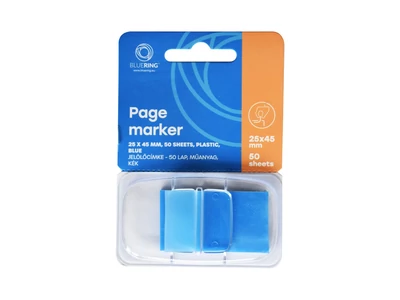 Jelölőcímke 25x45mm, 50lap, műanyag Bluering® kék