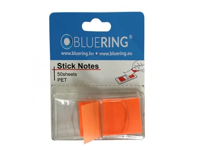 Jelölőcímke 25x45mm, 50lap, műanyag Bluering® narancs