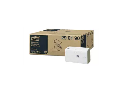 Kéztörlő 2 rétegű Z hajtogatású 250 lap/csomag 15 cs/karton toalettbe dobható Singlefold Tork_290190 fehér 