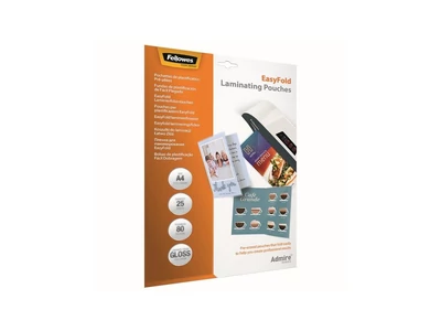 Lamináló fólia, A4, 80 mikron, fényes, 25 db/doboz, Admire Easyfold Fellowes®