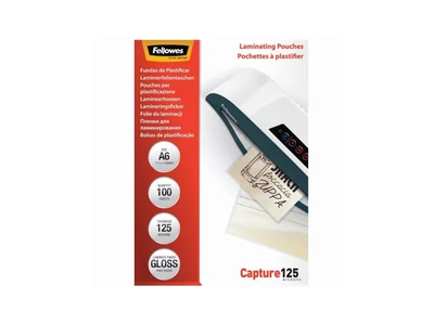 Lamináló fólia, A6, 125 mikron, fényes, 100 db/doboz, Fellowes®