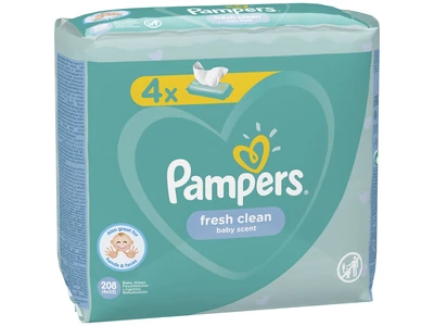 Nedves törlőkendő 4 x 52 lap/doboz Pampers Fresh Clean