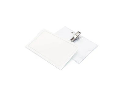 Névkitűző 90x56mm, biztosító tűvel és csiptetővel Bluering®