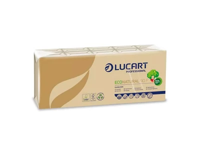 Papírzsebkendő 4 rétegű 9 lap/cs 10 cs/csomag EcoNatural 90 F Lucart_843166J havanna barna