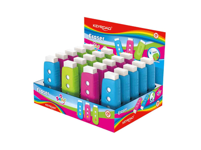 Radír, PVC mentes 20 db/display Keyroad Smile Eraser vegyes színek