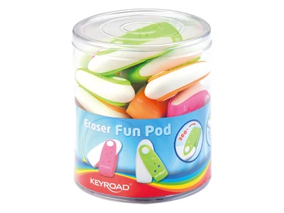 Radír, PVC mentes 24 db/display Keyroad Fun Pod vegyes színek