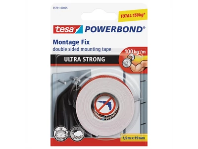 Ragasztószalag kétoldalas, rögzítószalag ultra erős 19mmX1,5m PowerBond Tesa