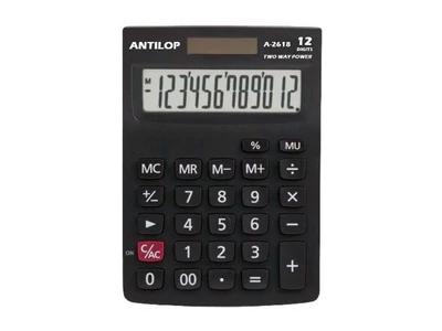 Számológép asztali 12 számjegy nagy, döntött kijelző Antilop A-2618