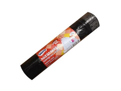 Szemeteszsák önzáró szalaggal 60 liter 58 x 68 cm 10 db/tekercs Glossy fekete