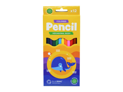 Színes ceruza készlet, hatszögletű Bluering® 12 klf. szín , Bálnás