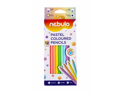 Színes ceruza készlet, hatszögletű Nebulo pasztell, 12 klf. szín