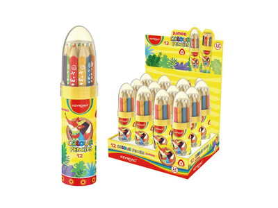 Színes ceruza készlet vastag, háromszögletű rakéta palackban Keyroad Jumbo 12 klf. szín