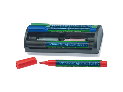 Tábla- és flipchart marker készlet 1-3mm, szivaccsal Schneider Maxx Eco 110, 4 klf. szín