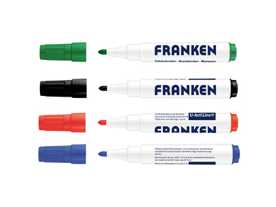 Táblamarker készlet, 1-3mm, kerek, antibakteriális Franken, 4 klf. szín
