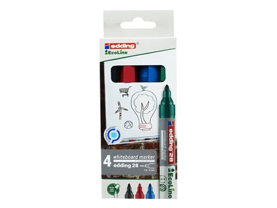 Táblamarker készlet, 1,5-3mm, kerek Edding 28 EcoLine, 4 klf. szín