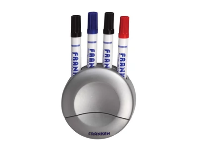 Mágneses táblatörlő és táblamarker tartó kerek 4 db marker tárolására alkalmas Franken