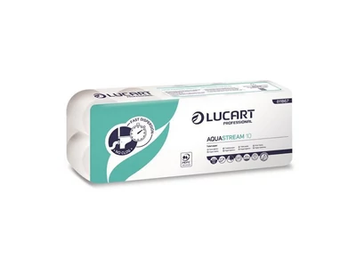 Toalettpapír 2 rétegű 200 lap/tekercs 10 tekercs/csomag Aquastream 10 Lucart_811B67J hófehér