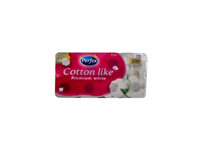 Toalettpapír 3 rétegű kistekercses 100% cellulóz 16 tekercs/csomag Premium Cotton Like Boni Perfex hófehér