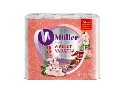 Toalettpapír 3 rétegű kistekercses 100% cellulóz 24 tekercs/csomag Kelet Varázsa Müller fehér