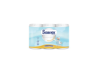 Toalettpapír 3 rétegű kistekercses 100% cellulóz 170 lap/tekercs 12 tekercs/csomag Soavex Prestige_Paperdi